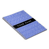 ギリシャの蛇行鍵ブルー、お名前、パーソナライズ ノートブック (右側)