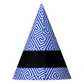 ギリシャの蛇行鍵ブルー、お名前、パーソナライズ パーティーハット (裏面)