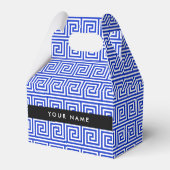 ギリシャの蛇行鍵ブルー、お名前、パーソナライズ フェイバーボックス (正面サイド)
