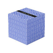 ギリシャの蛇行鍵ブルー、お名前、パーソナライズ フォトキューブ (裏面アングル)