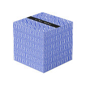 ギリシャの蛇行鍵ブルー、お名前、パーソナライズ フォトキューブ (正面アングル)