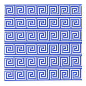 ギリシャの蛇行鍵ブルー、お名前、パーソナライズ フォトキューブ (正面)