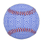 ギリシャの蛇行鍵ブルー、お名前、パーソナライズ 野球ボール (正面)