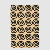 ギリシャの蛇行鍵波パターンブラウン ゴルフタオル (正面)