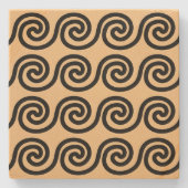 ギリシャの蛇行鍵波パターンブラウン ストーンコースター (正面)