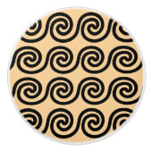 ギリシャの蛇行鍵波パターンブラウン セラミックノブ (正面)