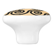 ギリシャの蛇行鍵波パターンブラウン セラミックノブ (側面)