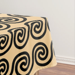 ギリシャの蛇行鍵波パターンブラウン テーブルクロス