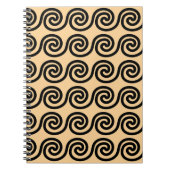 ギリシャの蛇行鍵波パターンブラウン ノートブック (正面)