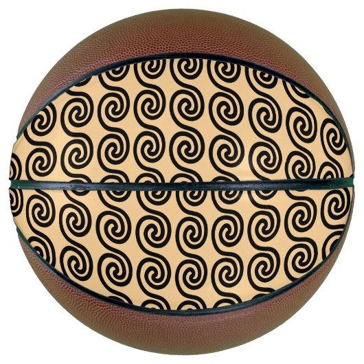 ギリシャの蛇行鍵波パターンブラウン バスケットボール (正面)