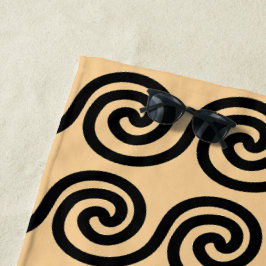 ギリシャの蛇行鍵波パターンブラウン ビーチタオル