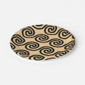 ギリシャの蛇行鍵波パターンブラウン ペーパープレート (アングル)