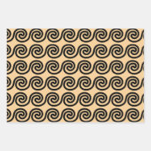 ギリシャの蛇行鍵波パターンブラウン ラッピングペーパーシート (正面2)