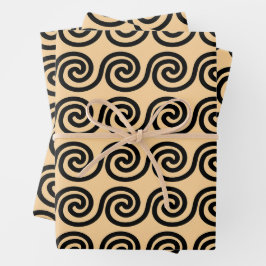 ギリシャの蛇行鍵波パターンブラウン ラッピングペーパーシート