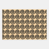 ギリシャの蛇行鍵波パターンブラウン ラッピングペーパーシート (正面)