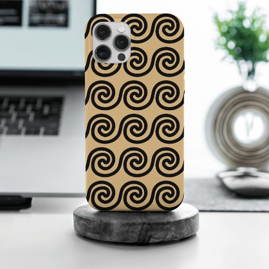 ギリシャの蛇行鍵波パターンブラウン Case-Mate iPhoneケース