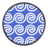 ギリシャの蛇行鍵波パターンブルー アイスホッケーパック (正面)