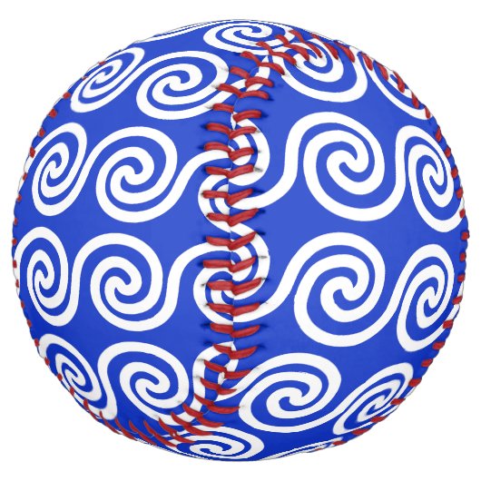 ギリシャの蛇行鍵波パターンブルー ソフトボール (アングル)