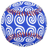 ギリシャの蛇行鍵波パターンブルー ソフトボール (正面)