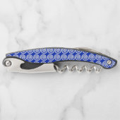 ギリシャの蛇行鍵波パターンブルー ソムリエナイフ (正面)