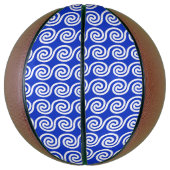 ギリシャの蛇行鍵波パターンブルー バスケットボール (縦)