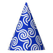 ギリシャの蛇行鍵波パターンブルー パーティーハット (裏面)