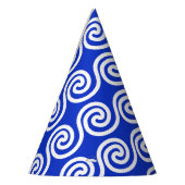 ギリシャの蛇行鍵波パターンブルー パーティーハット (左)