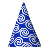ギリシャの蛇行鍵波パターンブルー パーティーハット (右)