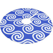 ギリシャの蛇行鍵波パターンブルー ブラッシュドポリエステルツリースカート (アングル)