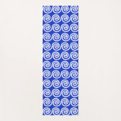 ギリシャの蛇行鍵波パターンブルー ヨガマット (正面)