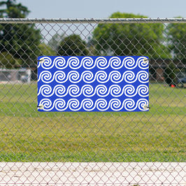 ギリシャの蛇行鍵波パターンブルー 横断幕