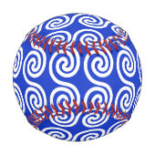 ギリシャの蛇行鍵波パターンブルー 野球ボール (正面)
