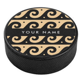 ギリシャの蛇行鍵、波の鍵、ブラウン、あなたの名前 アイスホッケーパック