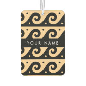 ギリシャの蛇行鍵、波の鍵、ブラウン、あなたの名前 カーエアーフレッシュナー (裏面)