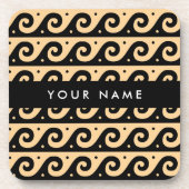 ギリシャの蛇行鍵、波の鍵、ブラウン、あなたの名前 コースター (正面)