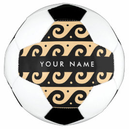 ギリシャの蛇行鍵、波の鍵、ブラウン、あなたの名前 サッカーボール