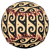 ギリシャの蛇行鍵、波の鍵、ブラウン、あなたの名前 ソフトボール (裏面)