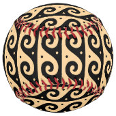 ギリシャの蛇行鍵、波の鍵、ブラウン、あなたの名前 ソフトボール (正面)