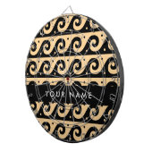 ギリシャの蛇行鍵、波の鍵、ブラウン、あなたの名前 ダーツボード (正面右)