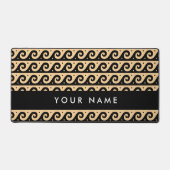 ギリシャの蛇行鍵、波の鍵、ブラウン、あなたの名前 デスクマット (正面)