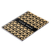 ギリシャの蛇行鍵、波の鍵、ブラウン、あなたの名前 ノートブック (左側)