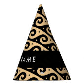 ギリシャの蛇行鍵、波の鍵、ブラウン、あなたの名前 パーティーハット (右)