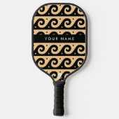 ギリシャの蛇行鍵、波の鍵、ブラウン、あなたの名前 ピックルボールラケット (裏面)