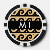 ギリシャの蛇行鍵、波の鍵、ブラウン、あなたの名前 ポーカーチップ (正面)