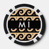 ギリシャの蛇行鍵、波の鍵、ブラウン、あなたの名前 ポーカーチップ (裏面)