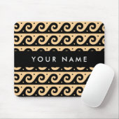 ギリシャの蛇行鍵、波の鍵、ブラウン、あなたの名前 マウスパッド (マウス)