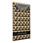 ギリシャの蛇行鍵、波の鍵、ブラウン、あなたの名前 ミニクリップボード (アングル)