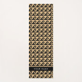 ギリシャの蛇行鍵、波の鍵、ブラウン、あなたの名前 ヨガマット (正面)