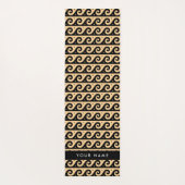 ギリシャの蛇行鍵、波の鍵、ブラウン、あなたの名前 ヨガマット (裏面)