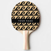 ギリシャの蛇行鍵、波の鍵、ブラウン、あなたの名前 卓球ラケット (正面)